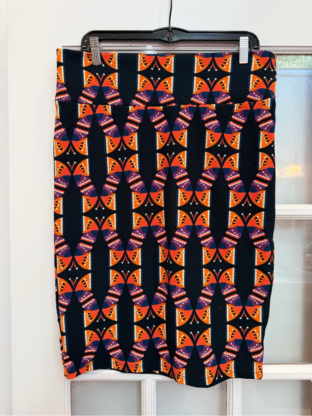 LuLaRoe Limited Edition Black Butterfly Cassie Pencil Skirt Navy Purple Size XL